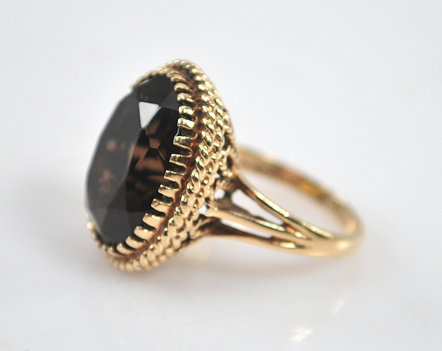 Vintage Siffari 14K Gold Smoky Quartz Ring