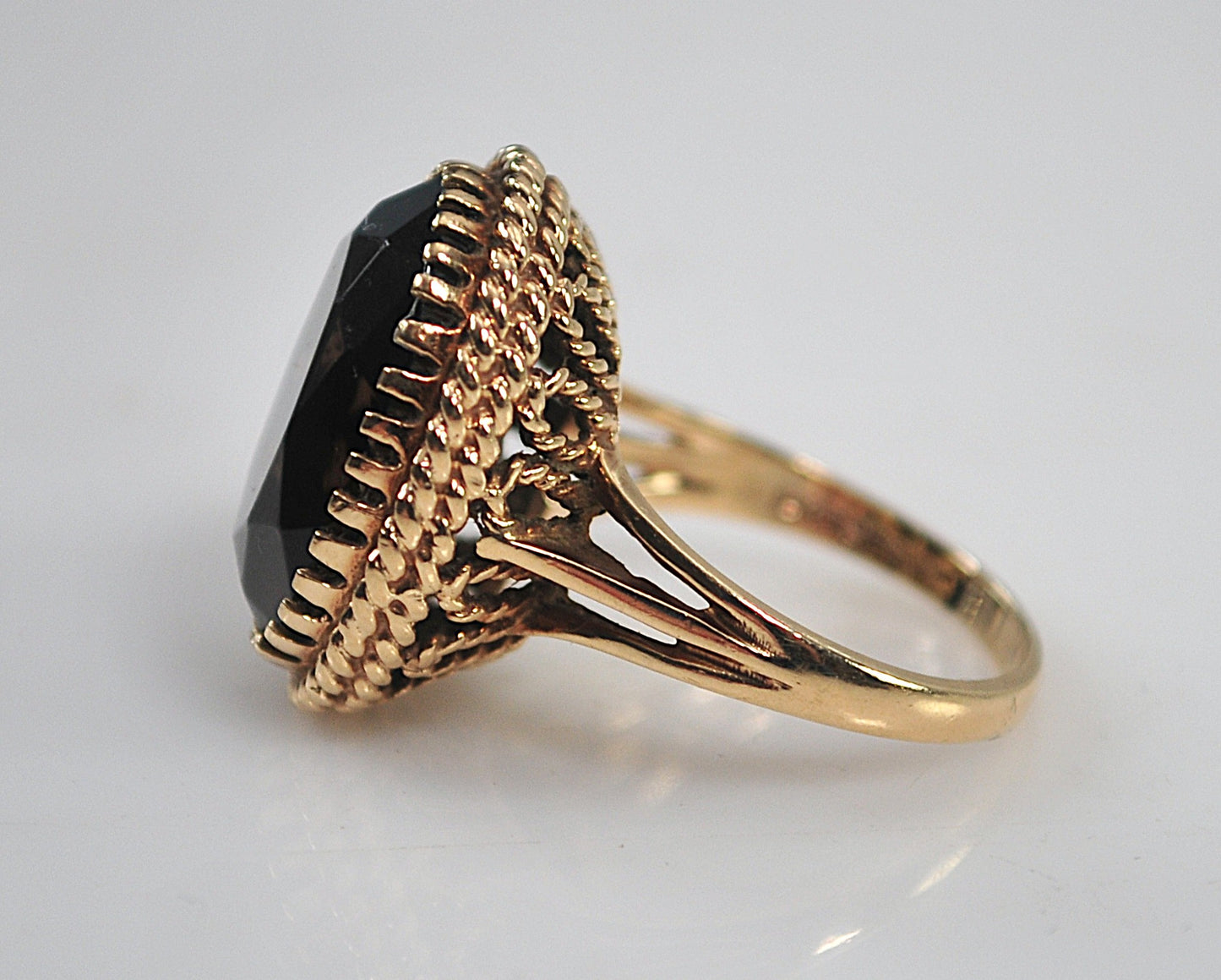 Vintage Siffari 14K Gold Smoky Quartz Ring