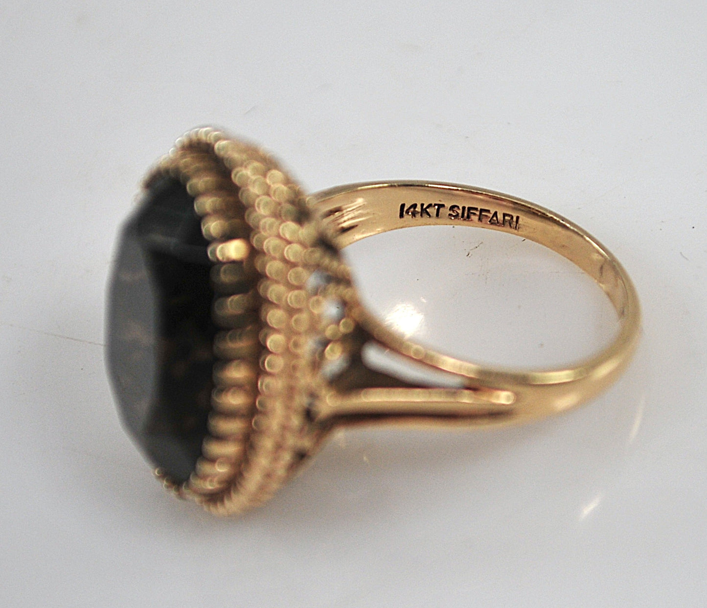 Vintage Siffari 14K Gold Smoky Quartz Ring