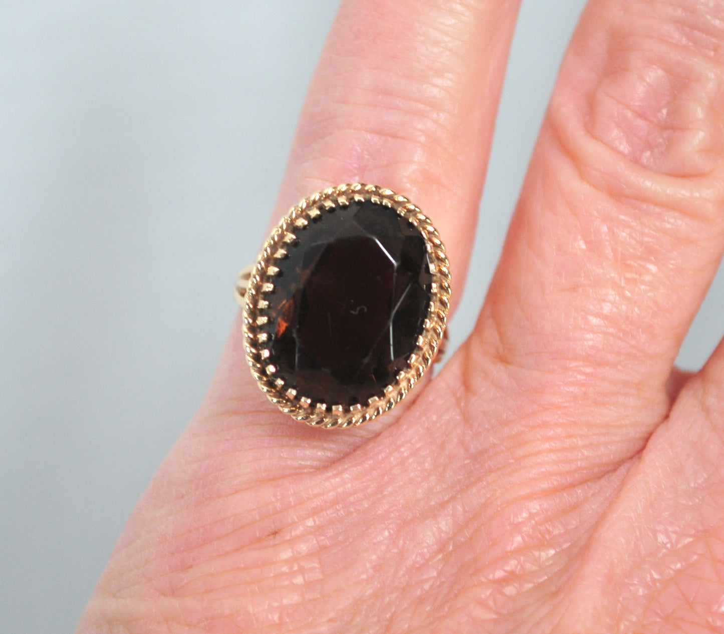 Vintage Siffari 14K Gold Smoky Quartz Ring