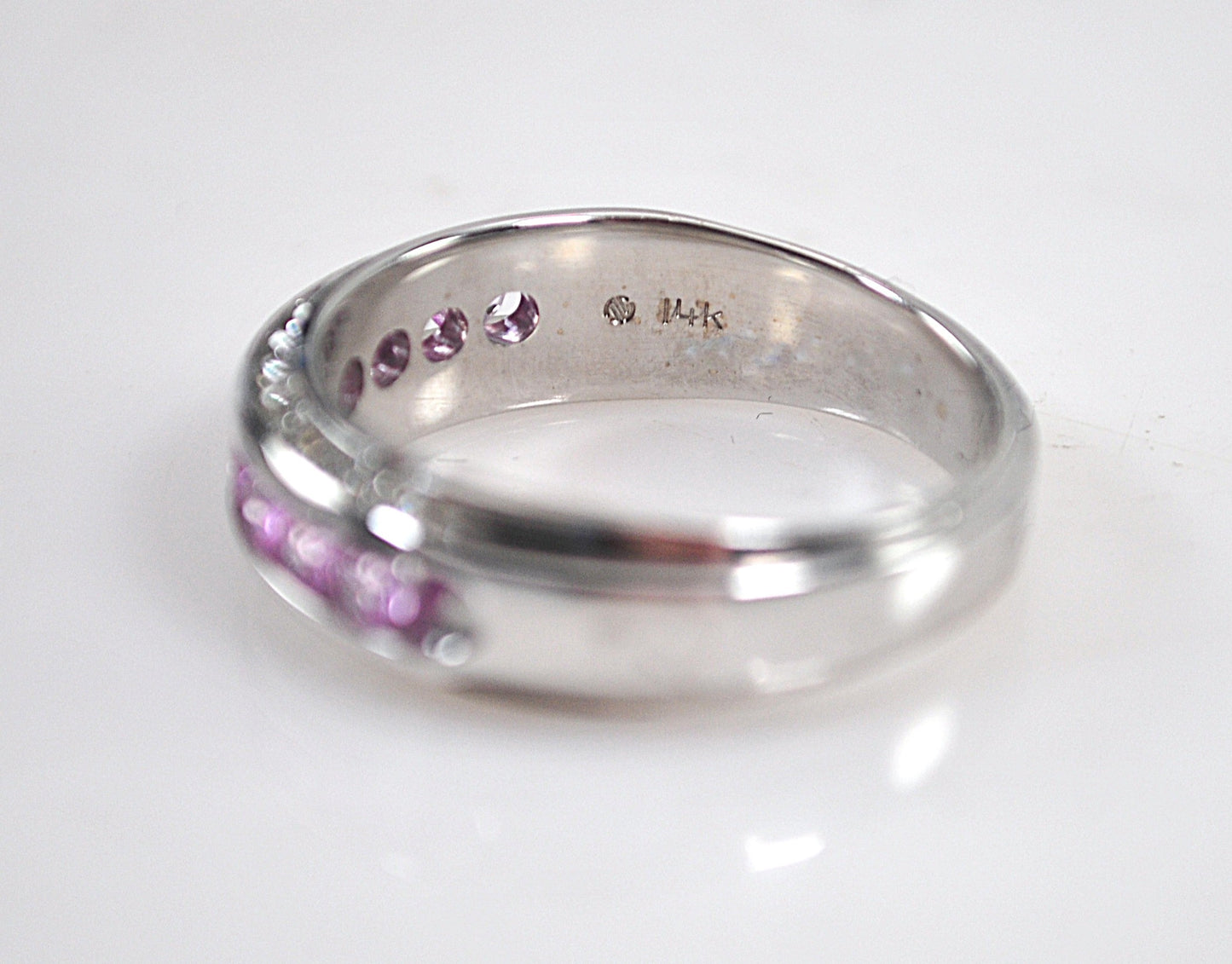 14K Gold Pink Sapphire Diamond Ring