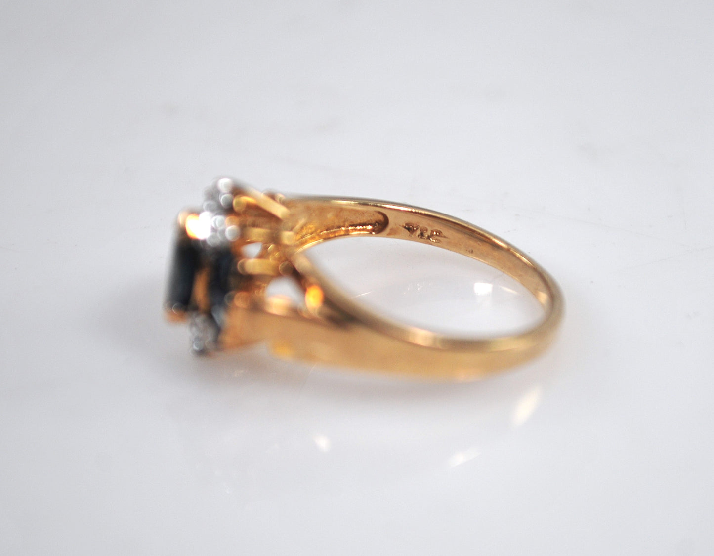 Designer 10K Gold Sapphire Diamond Ring
