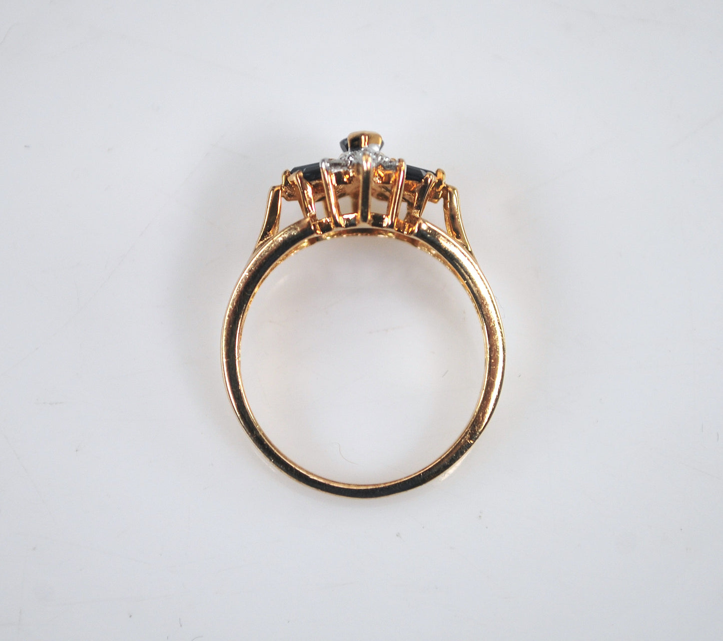 Designer 10K Gold Sapphire Diamond Ring