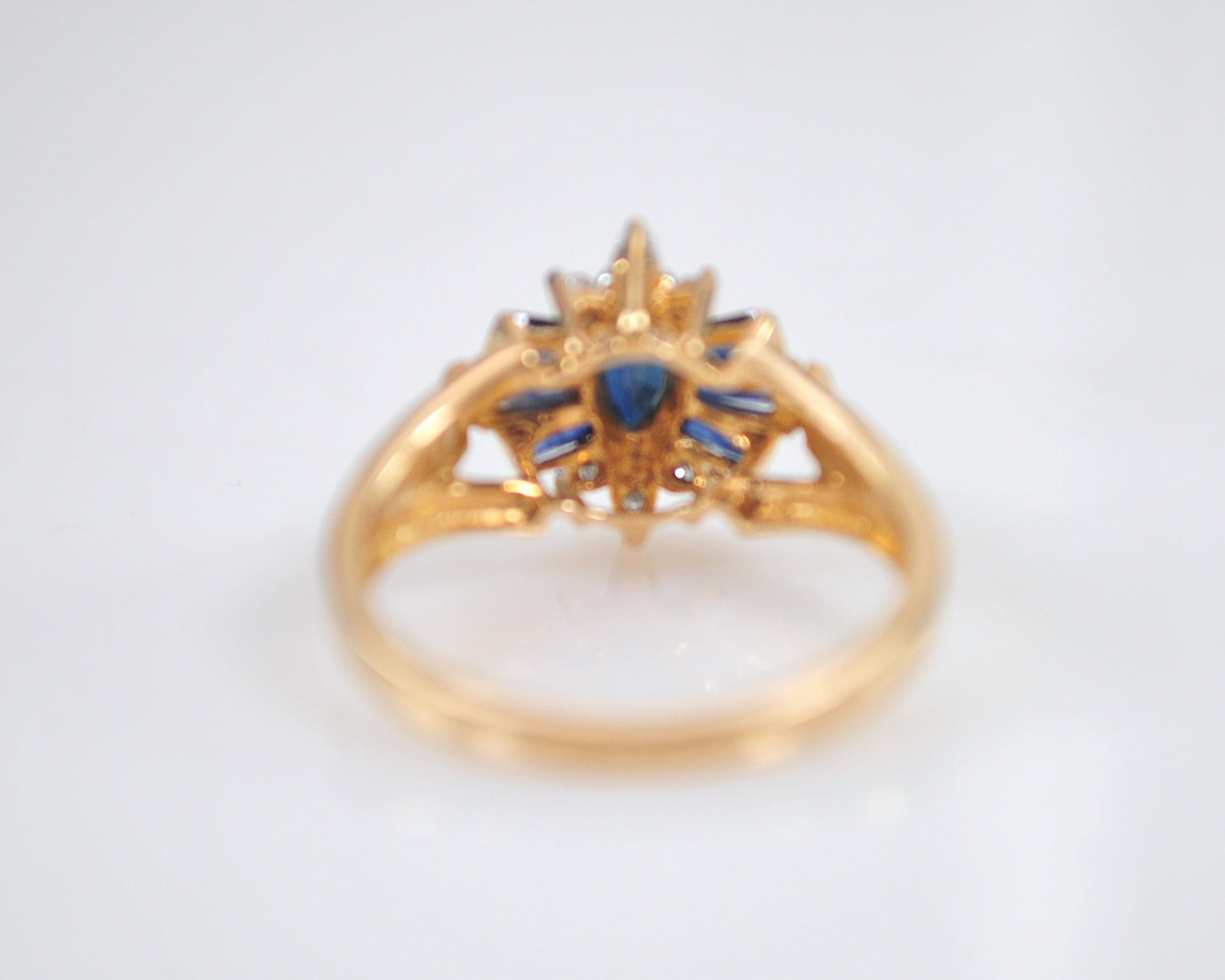 Designer 10K Gold Sapphire Diamond Ring