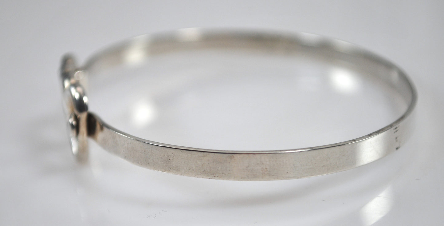 Sterling Silver Heart Hook Bangle Bracelet