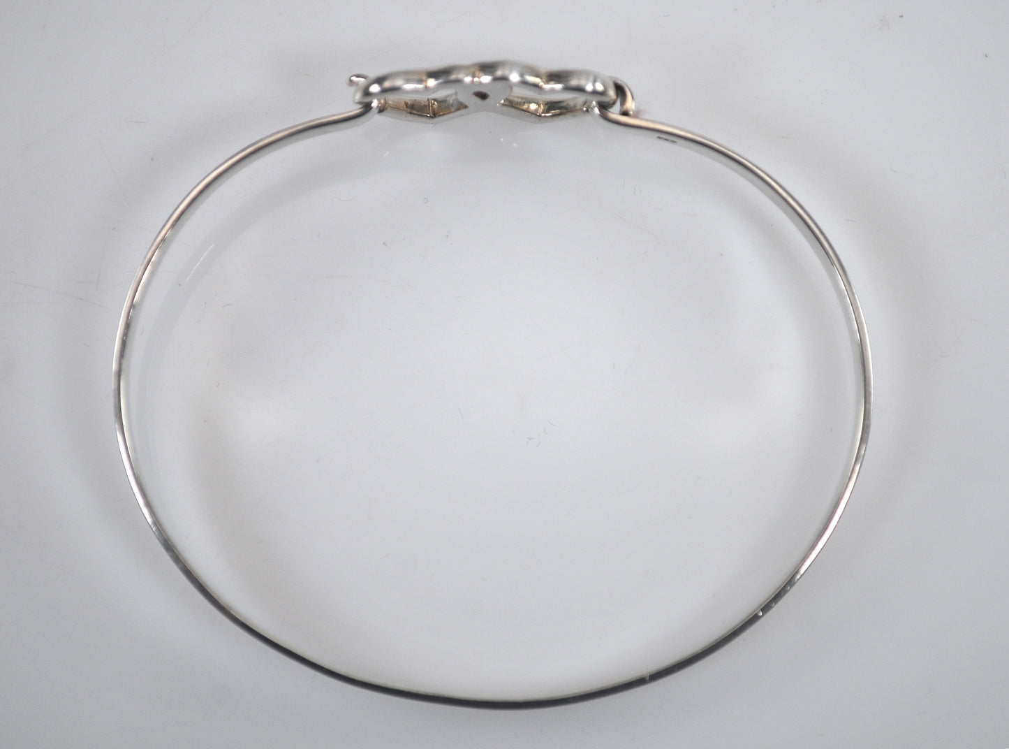 Sterling Silver Heart Hook Bangle Bracelet