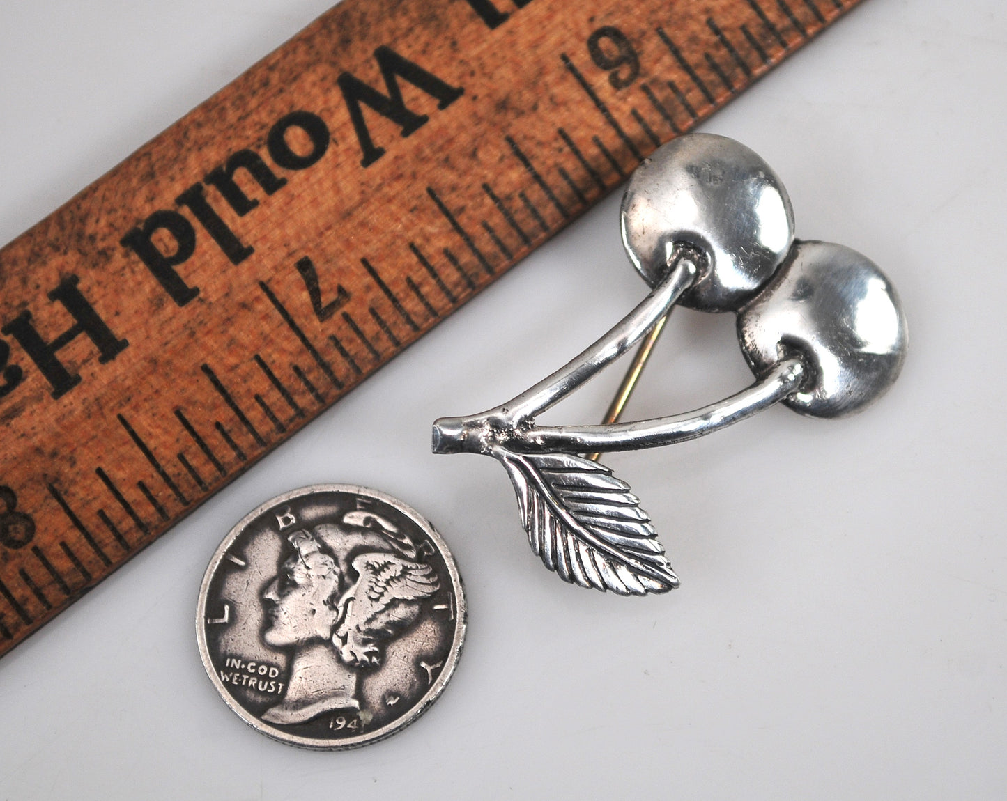 Mary Engelbreit Sterling Silver Cherries Pin