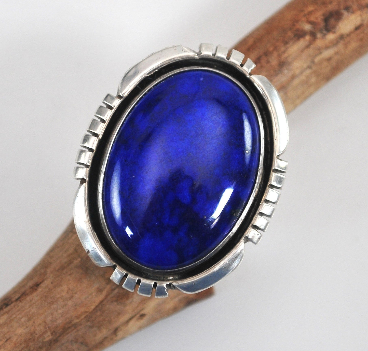 LARGE Signed Native American Sterling Silver Lapis Ring