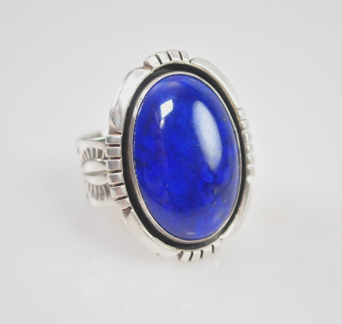 LARGE Signed Native American Sterling Silver Lapis Ring