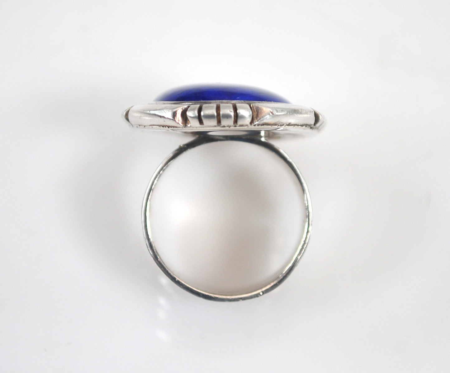 LARGE Signed Native American Sterling Silver Lapis Ring