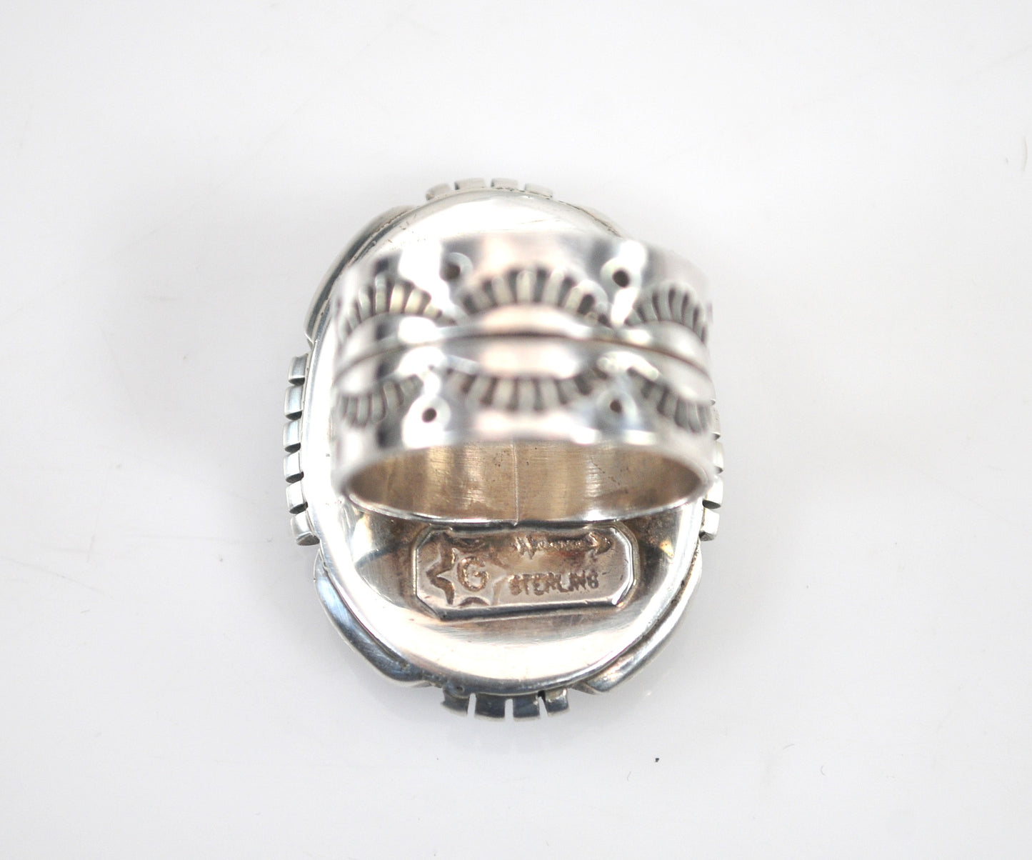 LARGE Signed Native American Sterling Silver Lapis Ring