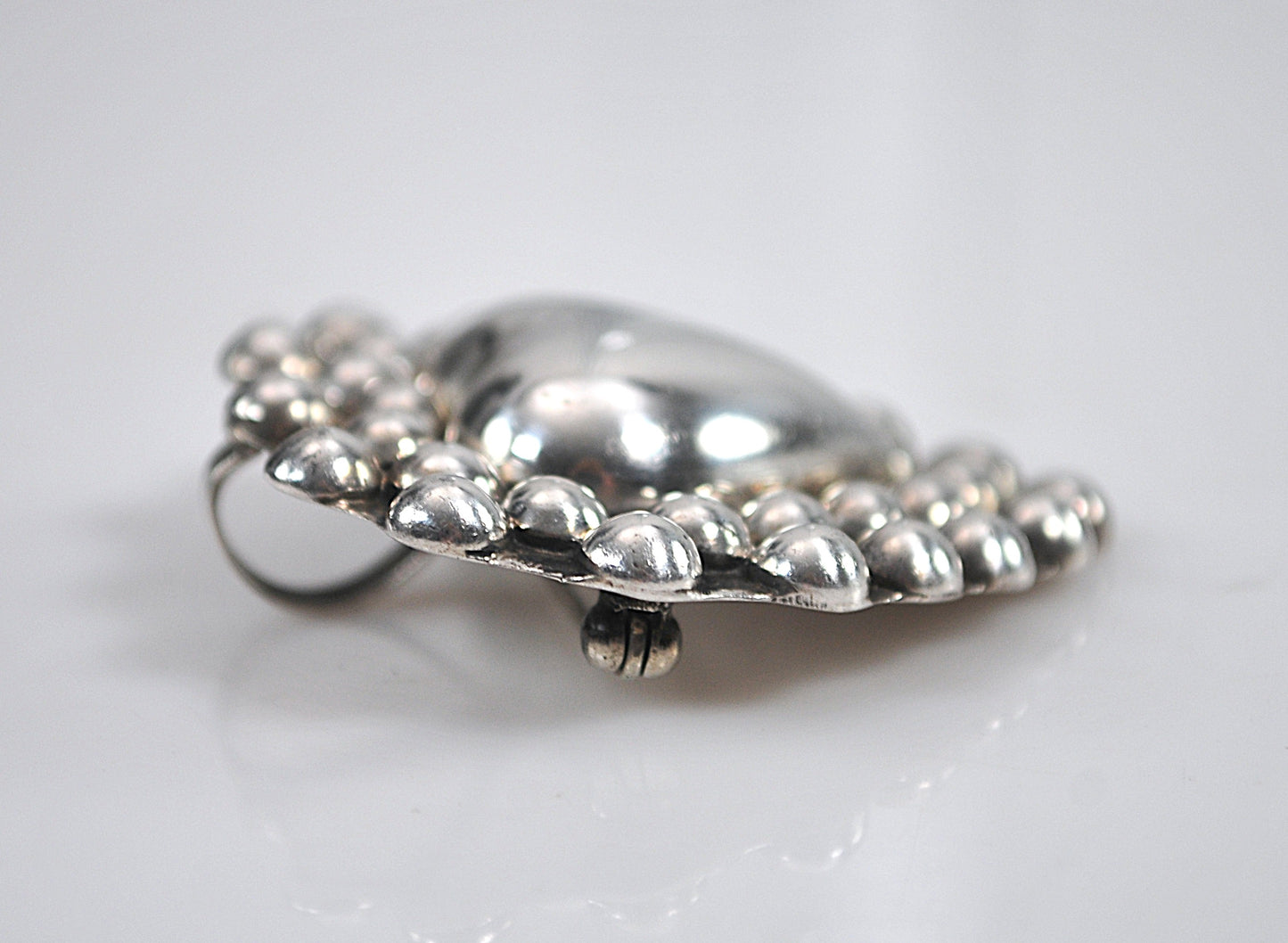 Large Sterling Silver Southwestern Heart Brooch Pendant