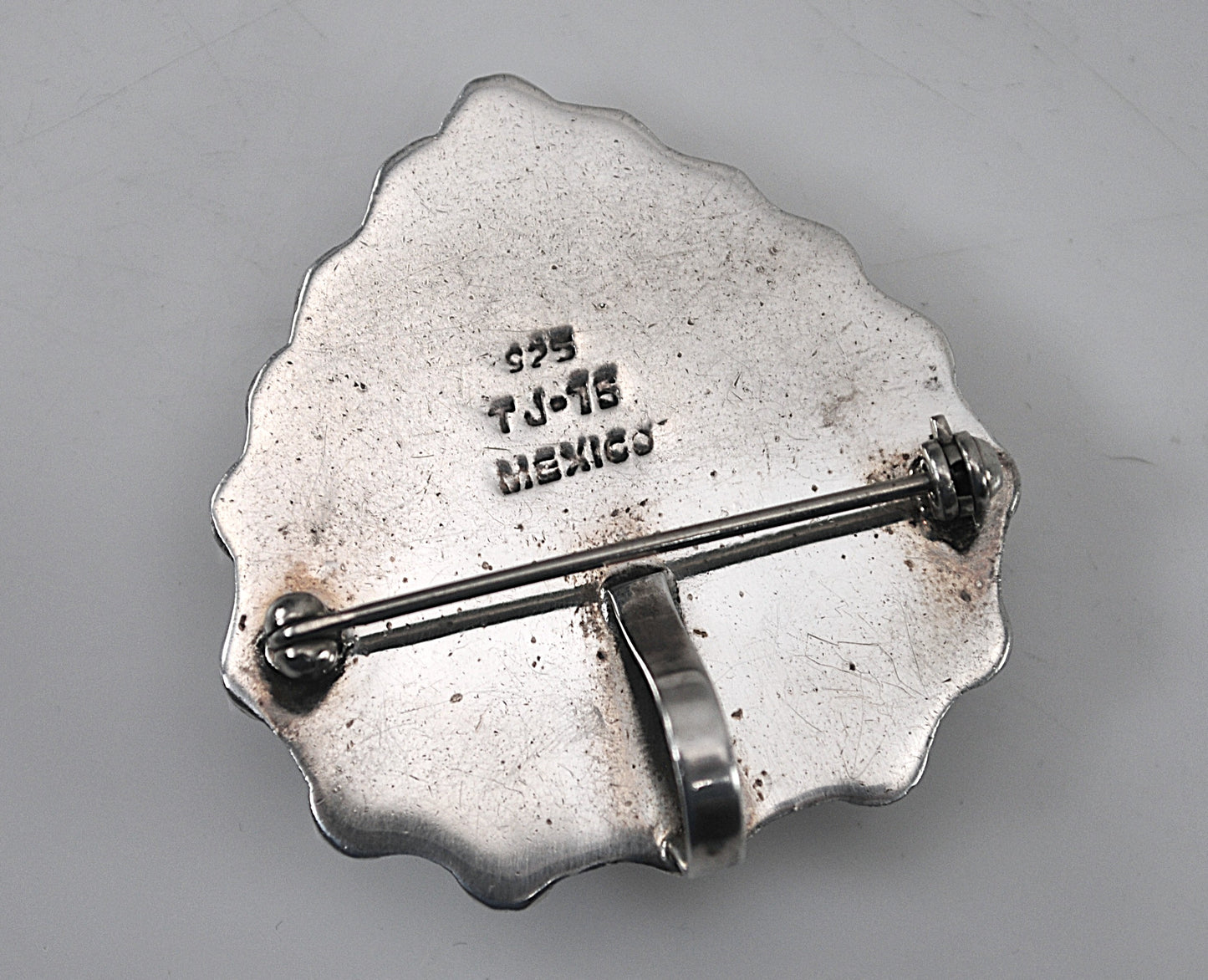 Large Sterling Silver Southwestern Heart Brooch Pendant