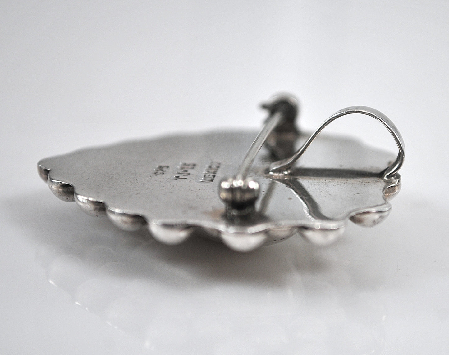 Large Sterling Silver Southwestern Heart Brooch Pendant