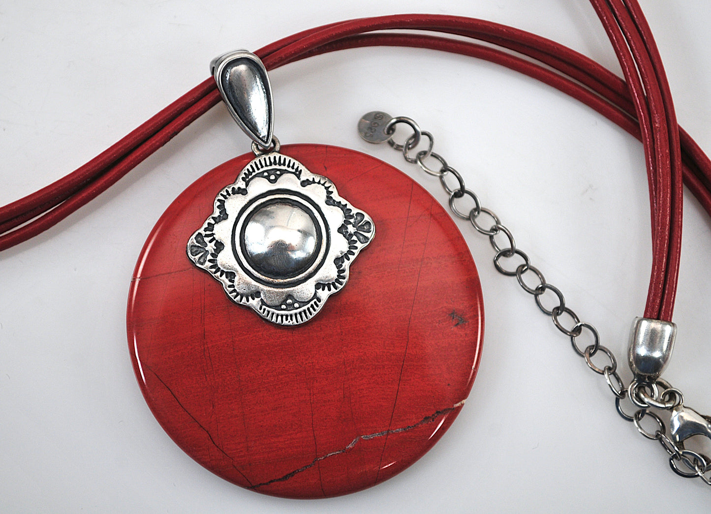 Shube Sterling Silver Round Jasper Necklace