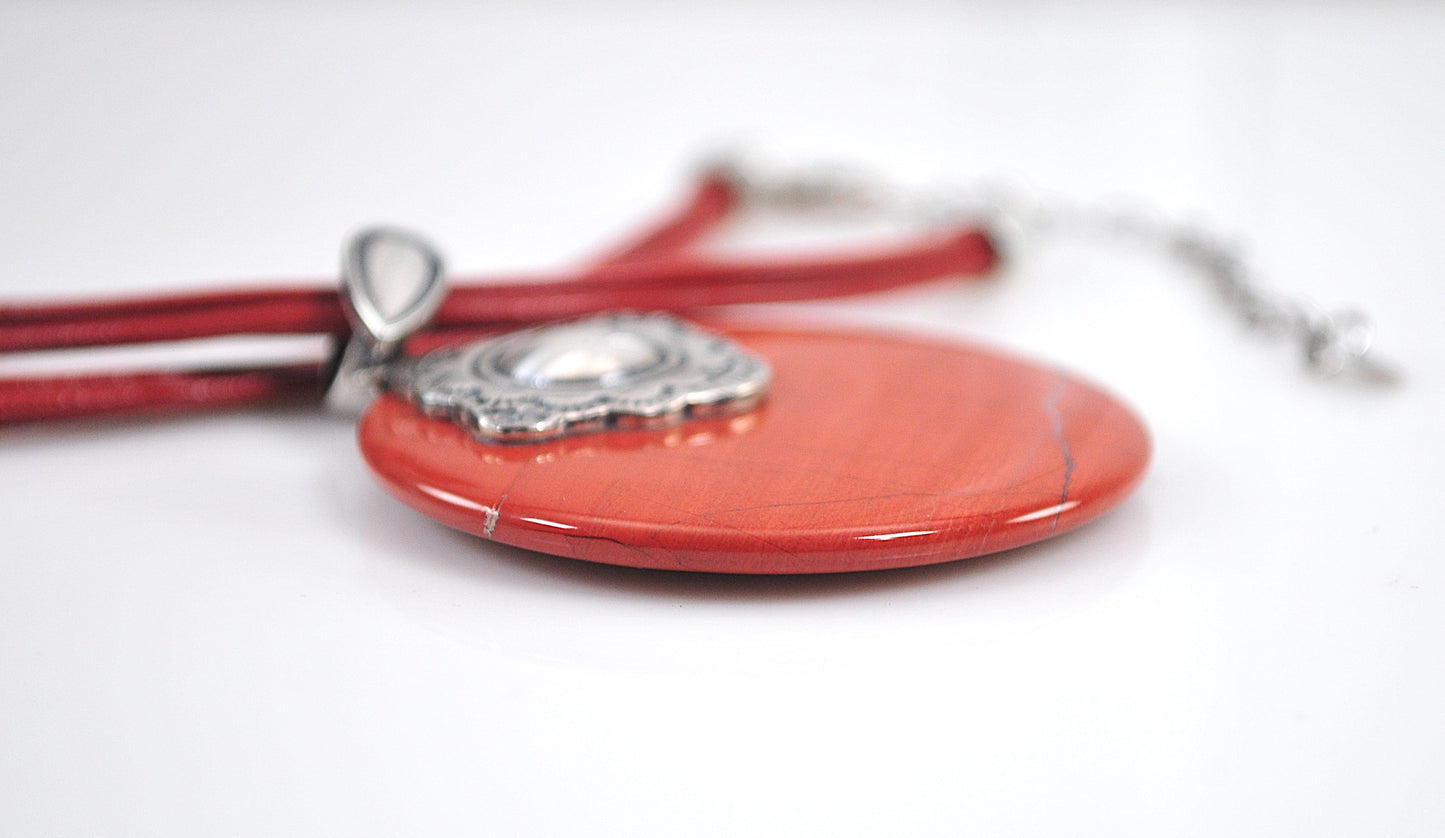 Shube Sterling Silver Round Jasper Necklace