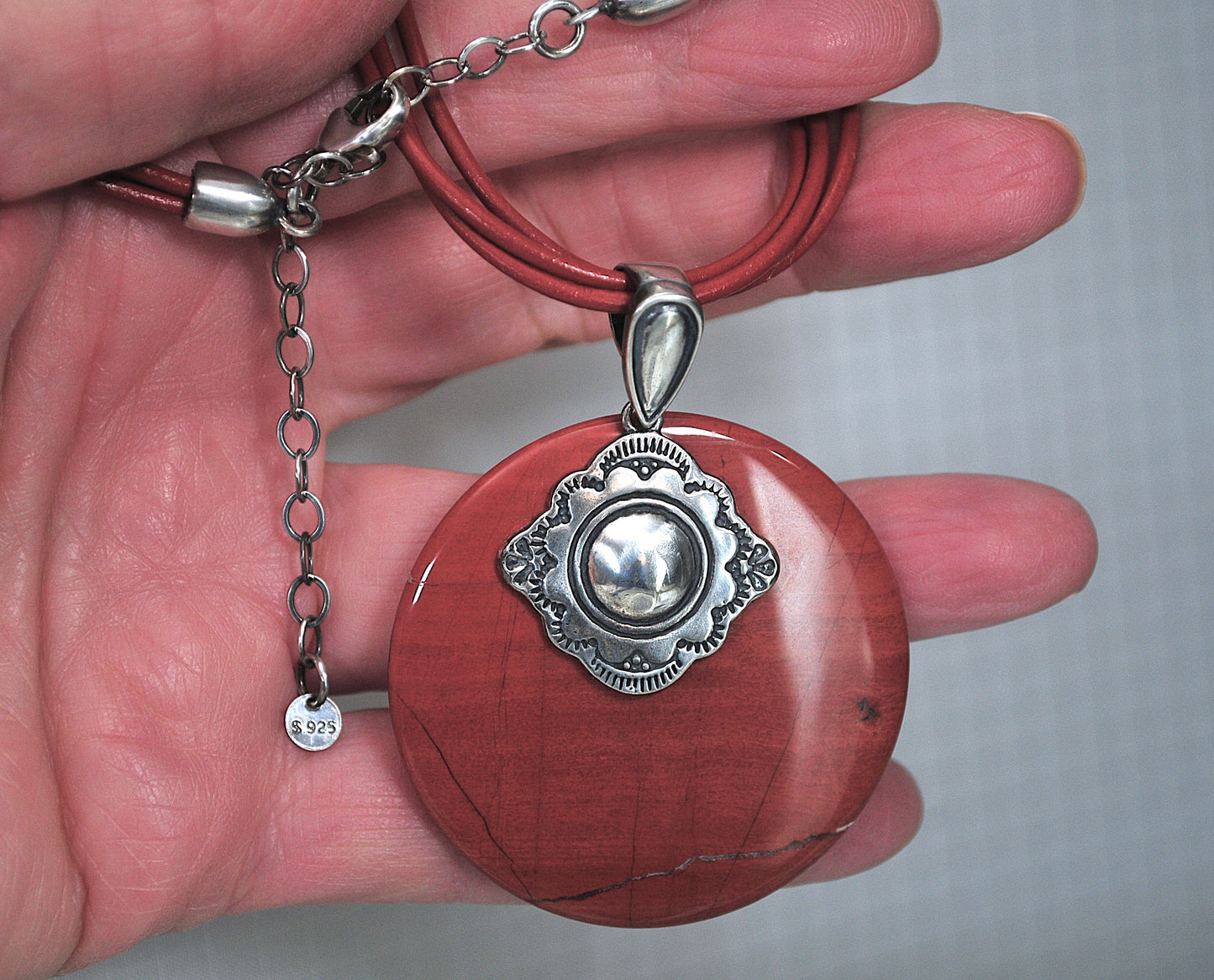 Shube Sterling Silver Round Jasper Necklace