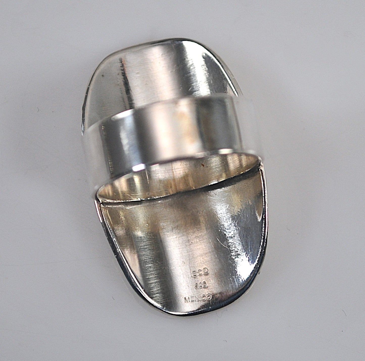 Signed Long Sterling Silver Diamond Cut Sparkle Ring