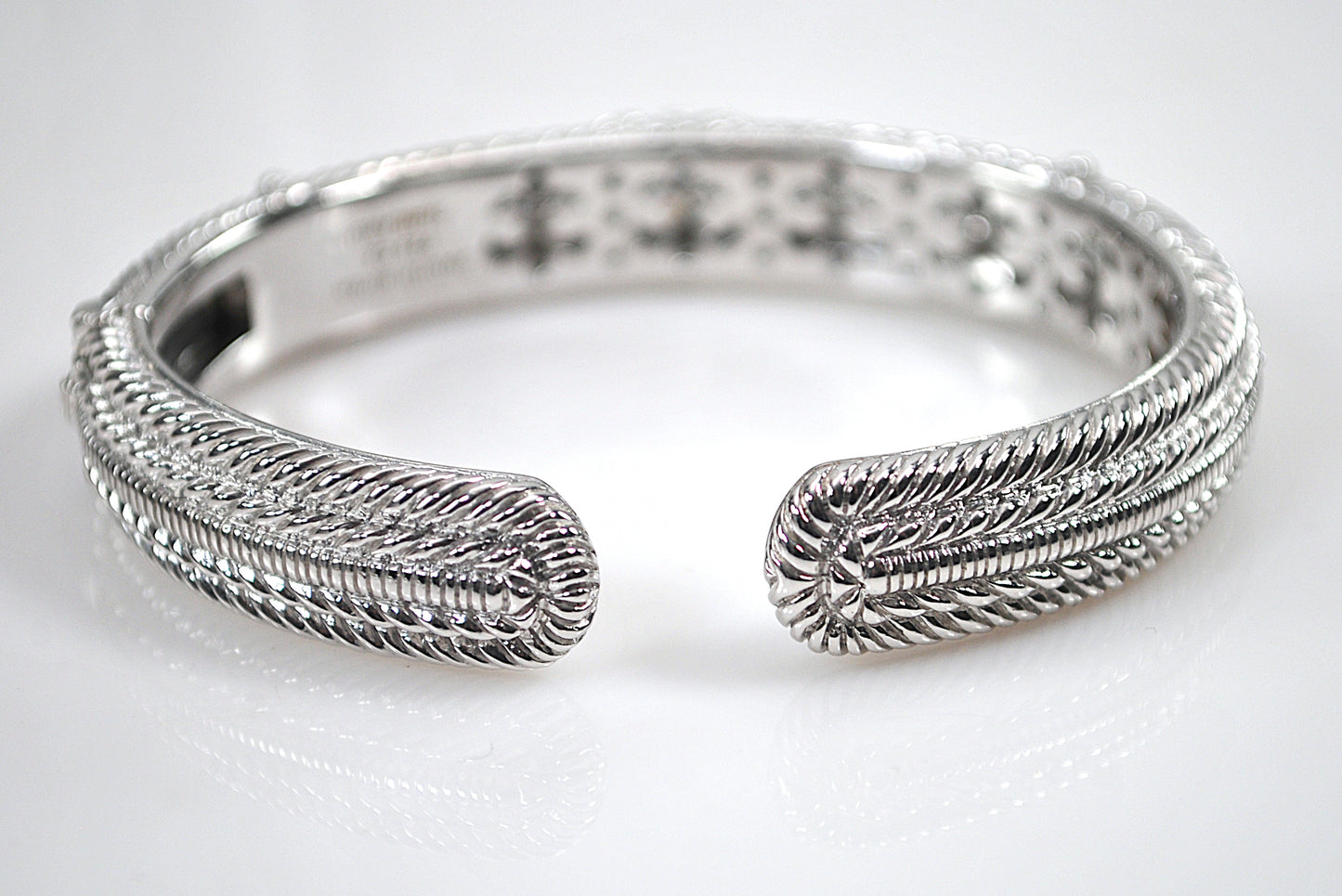 Judith Ripka Sterling Silver CZ Heart Bangle Bracelet