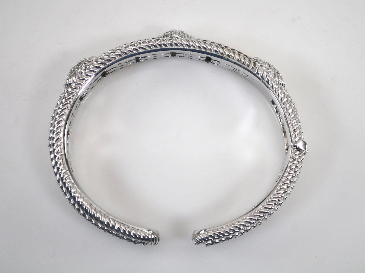 Judith Ripka Sterling Silver CZ Heart Bangle Bracelet