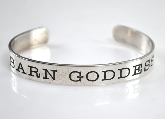 Sterling Silver Hand & Hammer Barn Goddess Cuff Bracelet