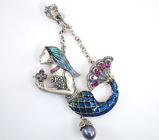 Barbara Bixby Sterling Silver 18K Gold Mermaid Enhancer Pendant