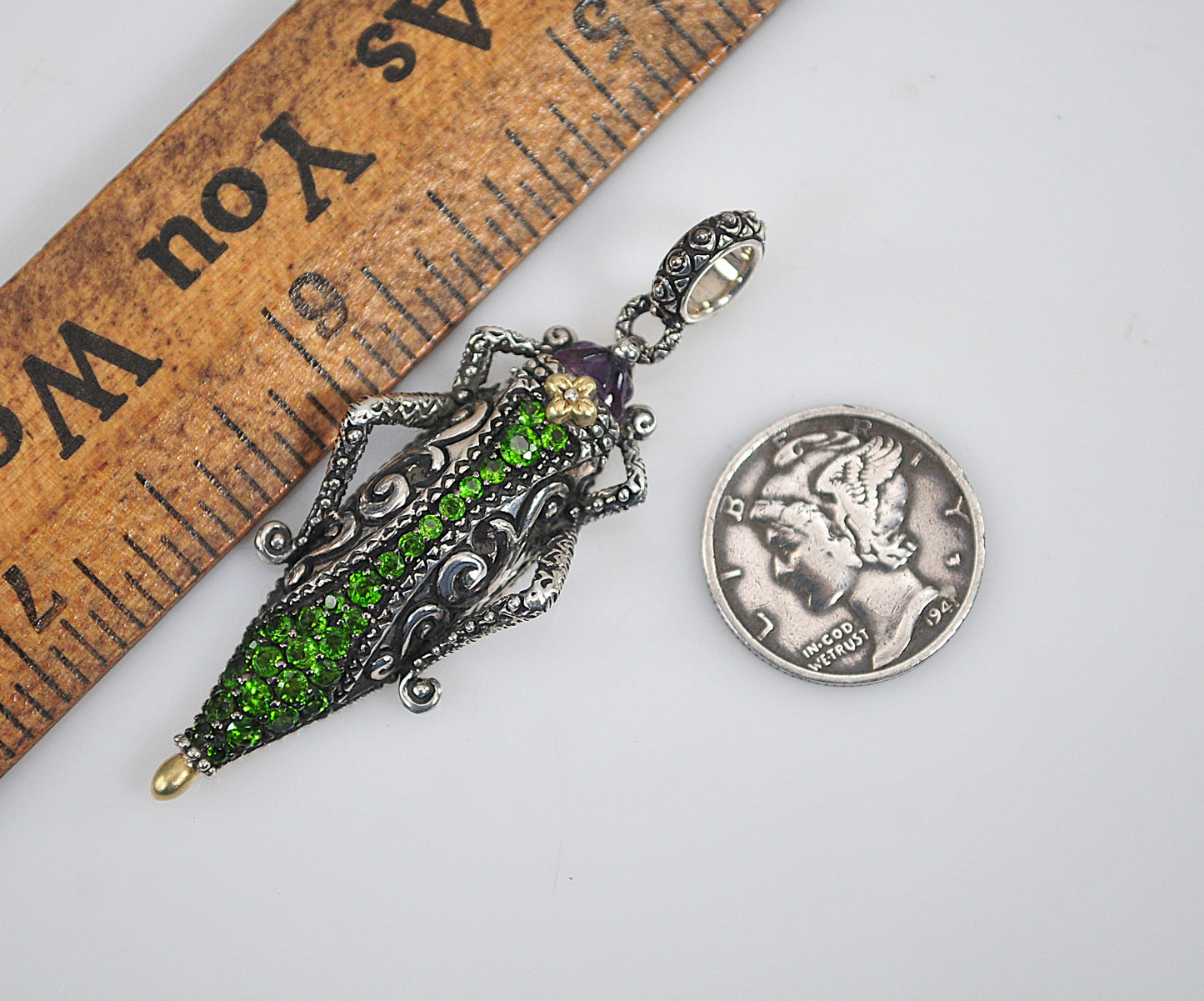 Barbara Bixby Sterling Silver 18K Gold Grasshopper Charm Pendant