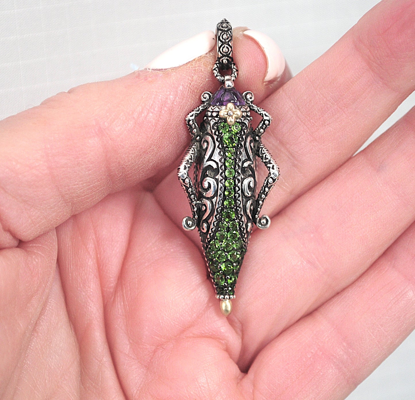 Barbara Bixby Sterling Silver 18K Gold Grasshopper Charm Pendant