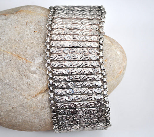HEAVY Wide Sterling Silver Rajasthan Bracelet