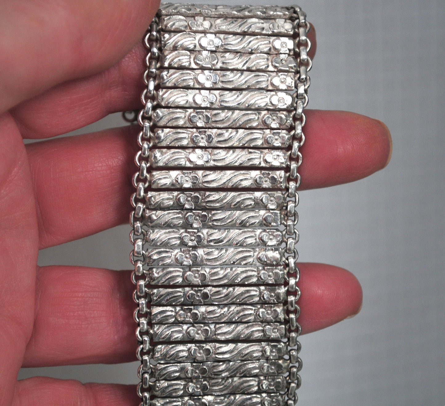 HEAVY Wide Sterling Silver Rajasthan Bracelet