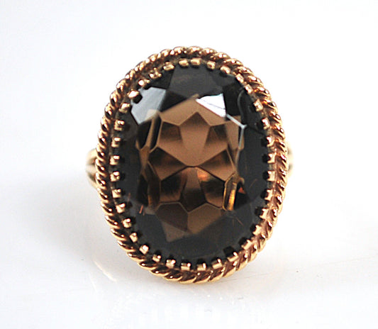 Vintage Siffari 14K Gold Smoky Quartz Ring
