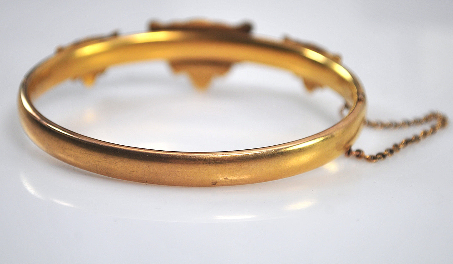 Antique Gold Diamond Ruby Lion Head Bangle Bracelet