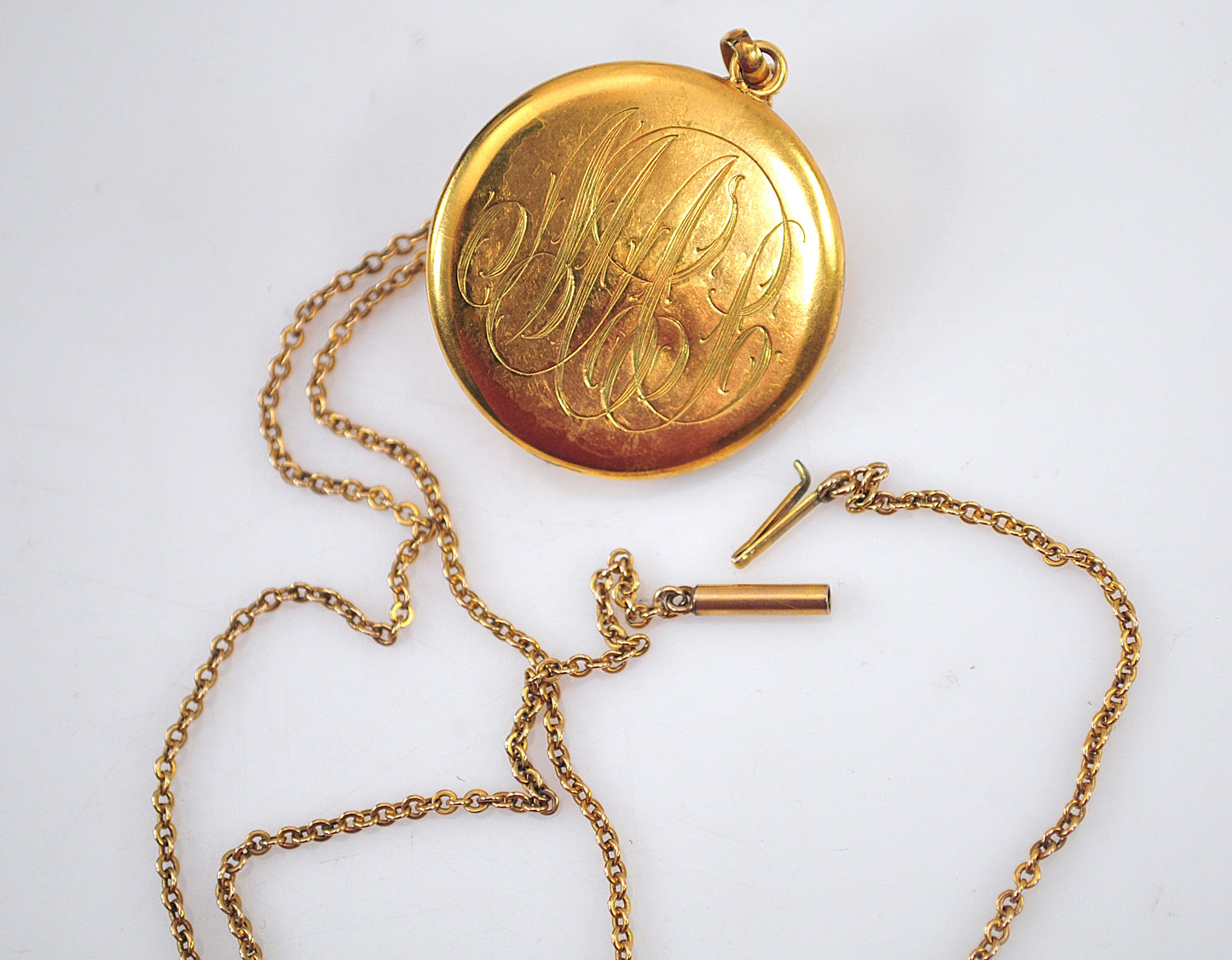 Antique Gold Diamond Ruby Lion Head Locket Necklace