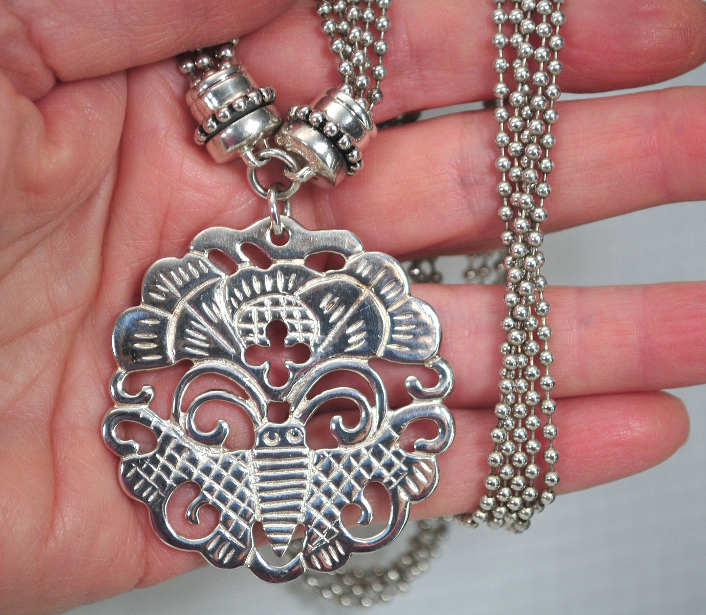 Espo Sig 925 Floating Bead Snap Necklace