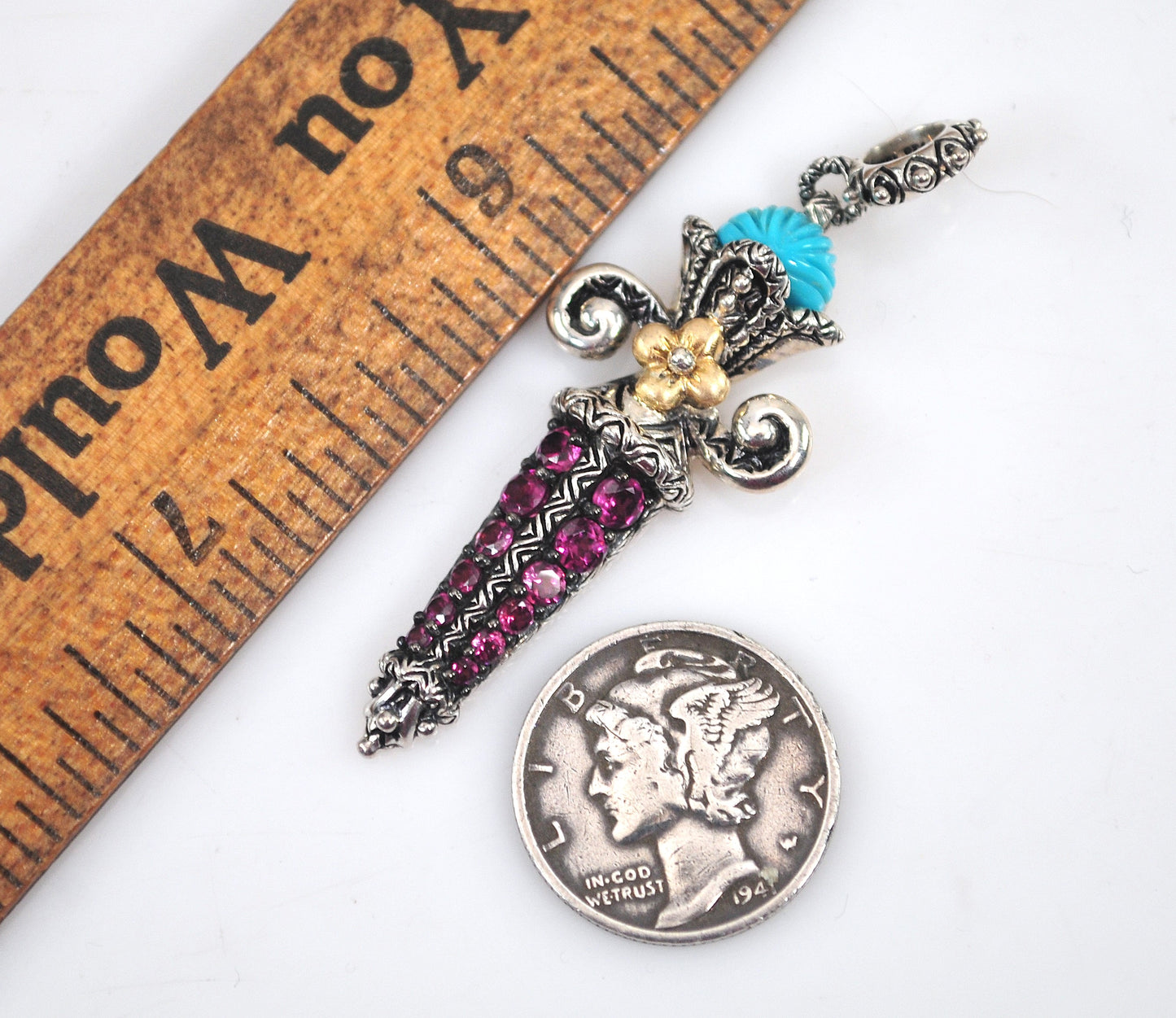 Barbara Bixby Sterling Silver 18K Gold Amethyst Sword Charm