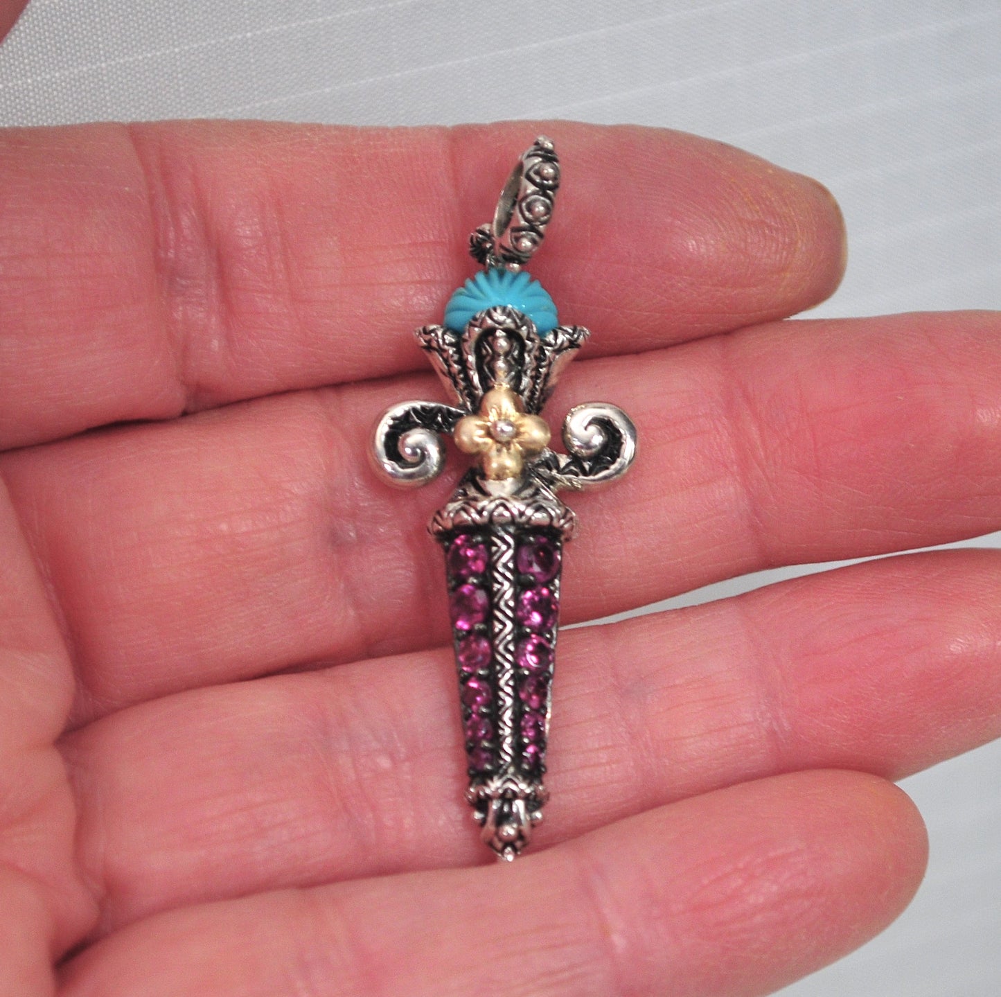 Barbara Bixby Sterling Silver 18K Gold Amethyst Sword Charm