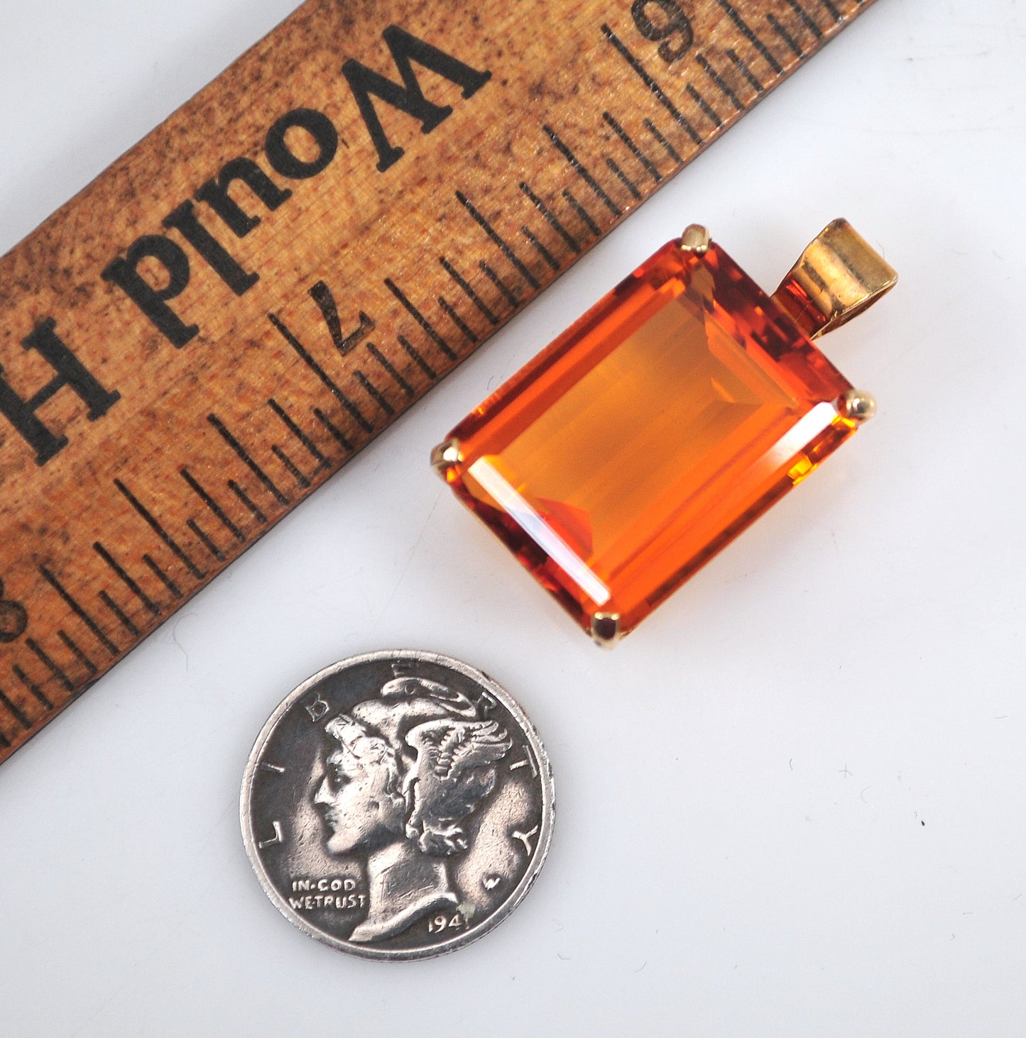 Large 10K Gold Citrine Pendant