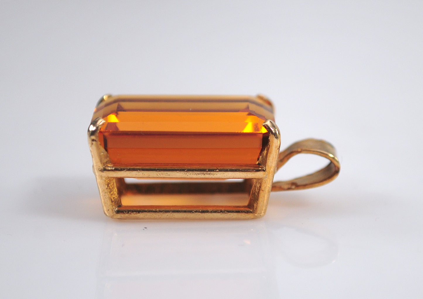 Large 10K Gold Citrine Pendant