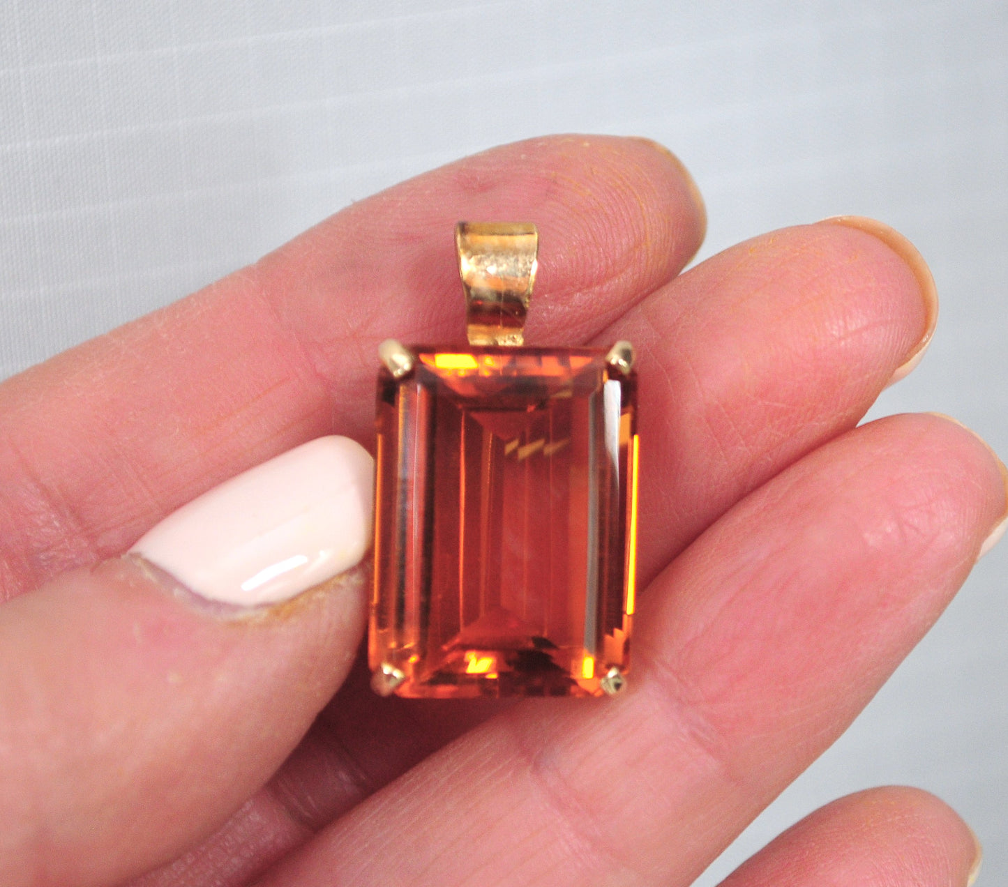 Large 10K Gold Citrine Pendant