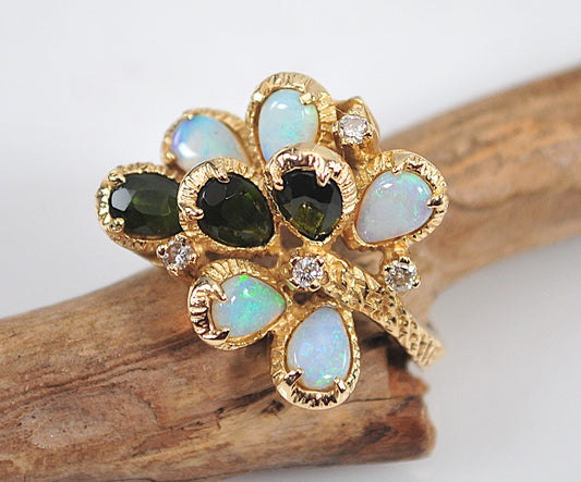 14K Gold Opal Statement Ring