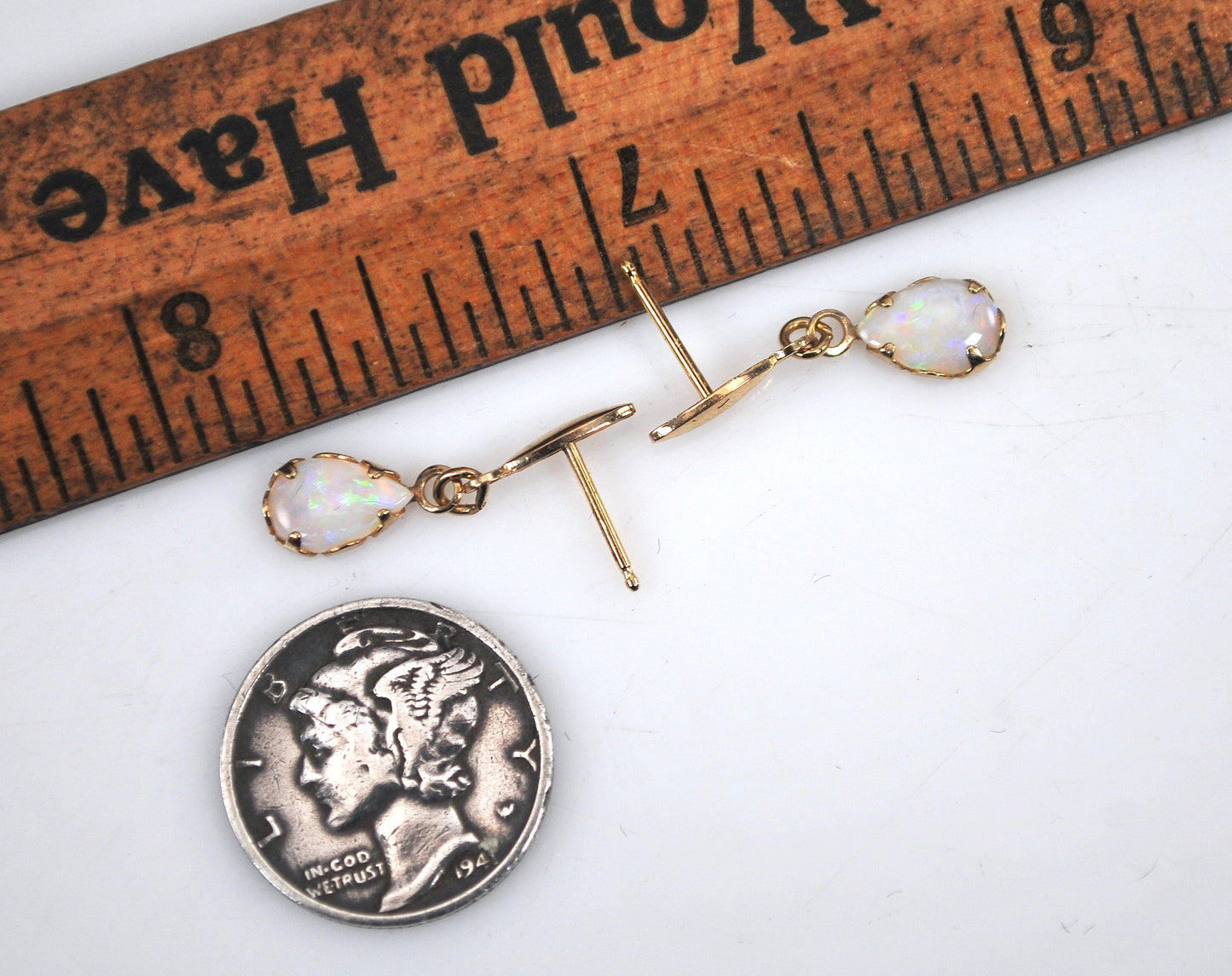 SMALL Vintage Gold Filled Opal Earrings