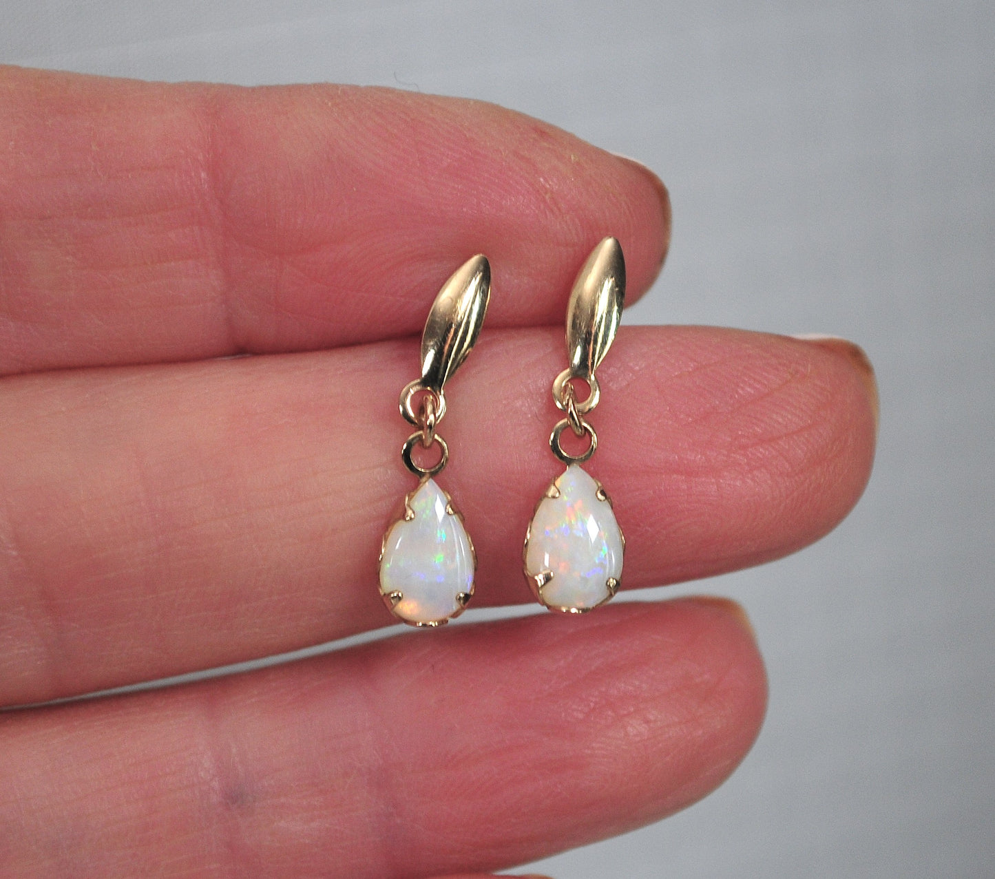 SMALL Vintage Gold Filled Opal Earrings