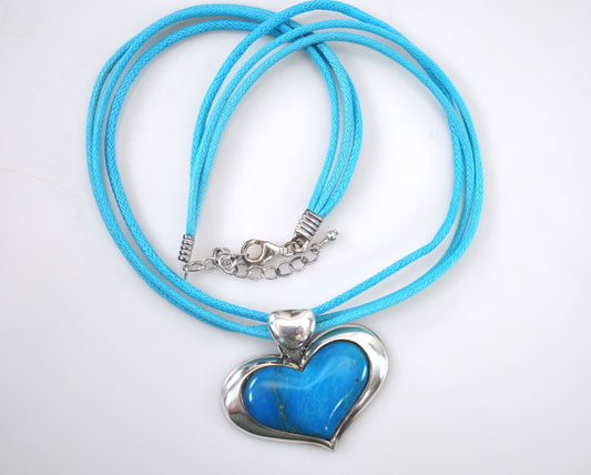 Sally C Treasures Sterling Silver Turquoise Heart Necklace