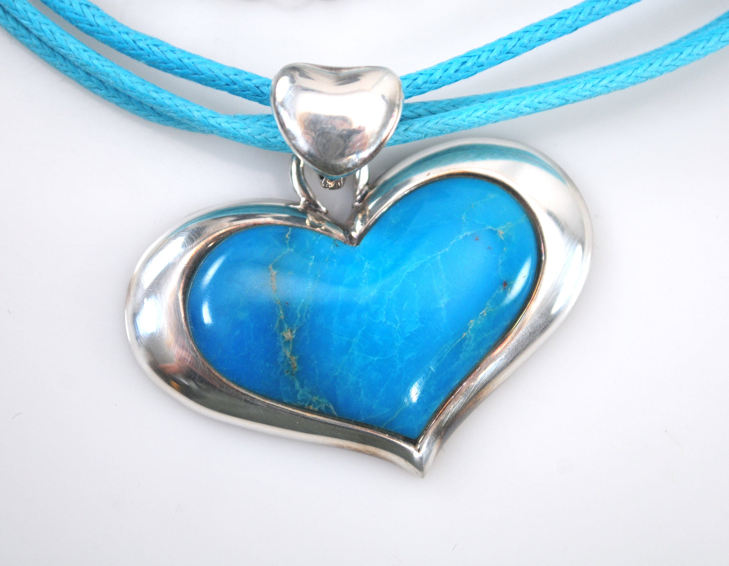 Sally C Treasures Sterling Silver Turquoise Heart Necklace