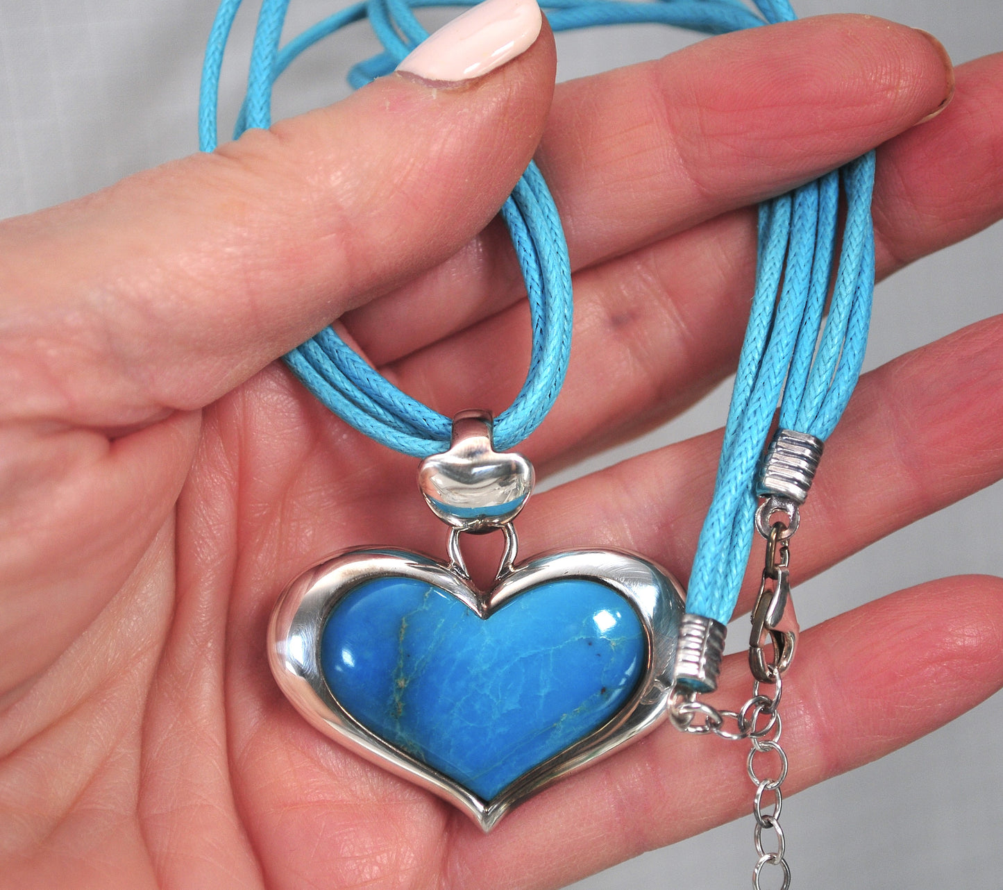 Sally C Treasures Sterling Silver Turquoise Heart Necklace