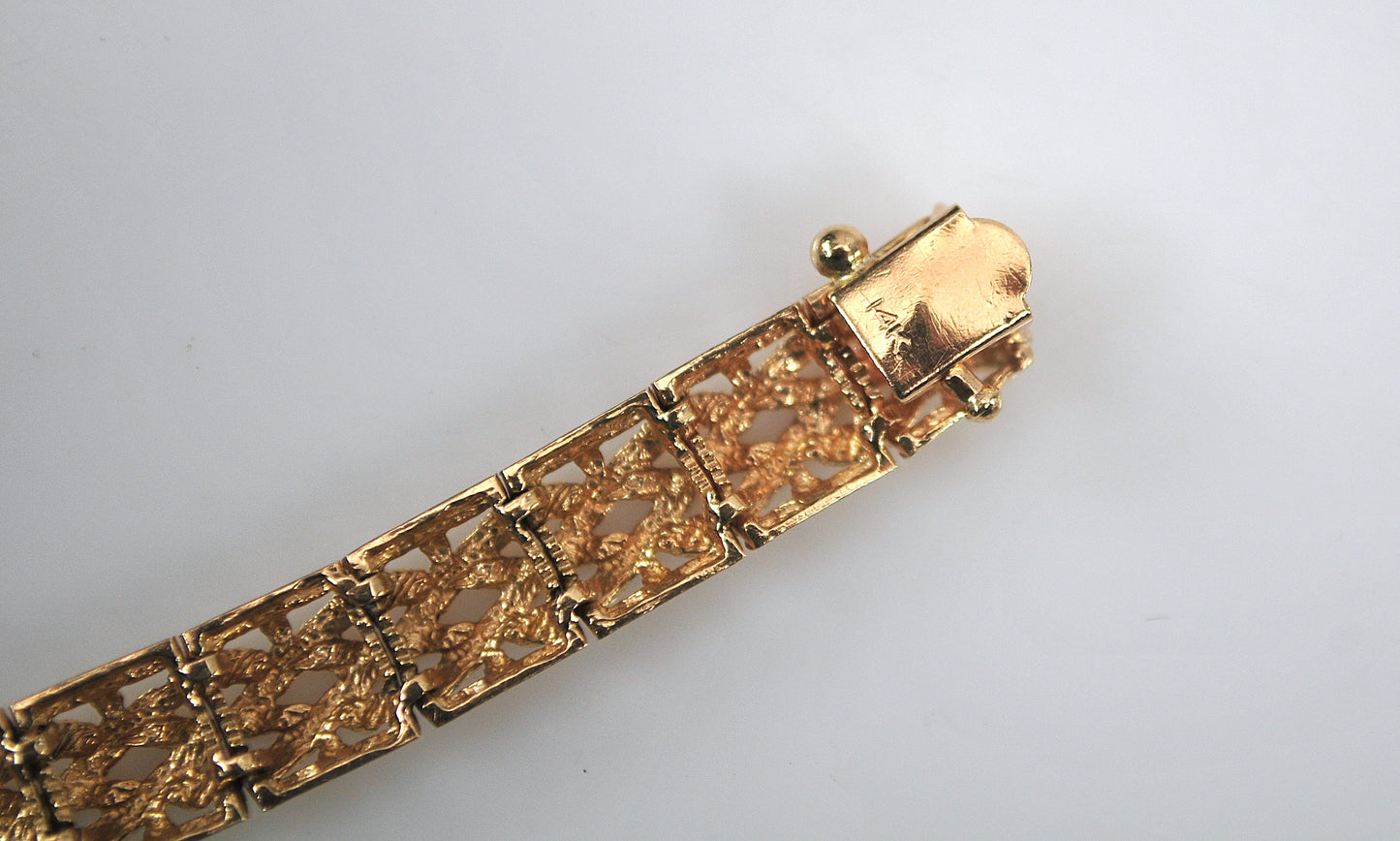 14K Gold Diamond Cut Bracelet
