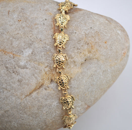 14K Gold Turtle Bracelet