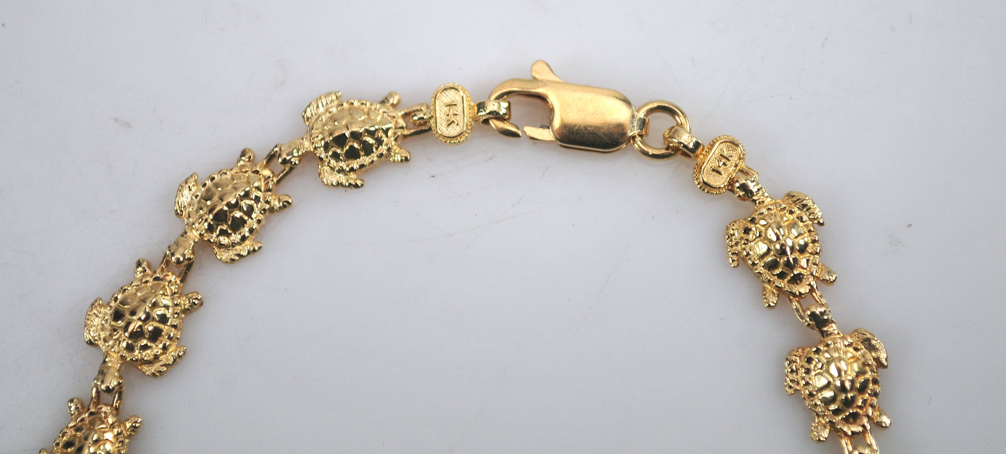 14K Gold Turtle Bracelet