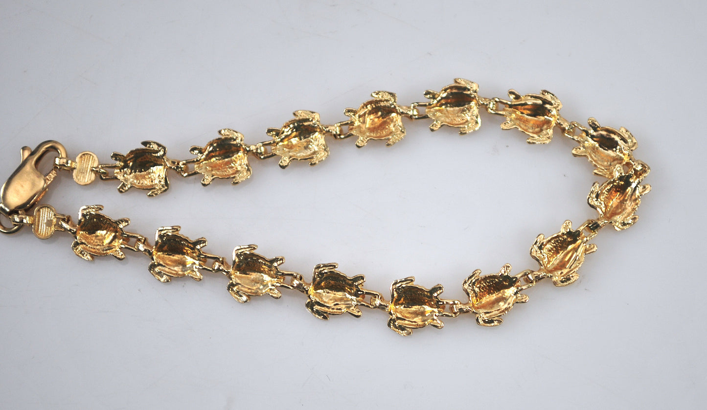 14K Gold Turtle Bracelet