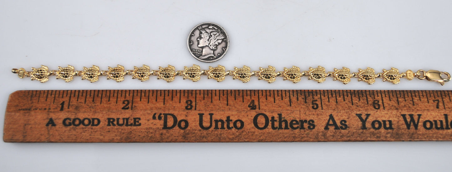 14K Gold Turtle Bracelet